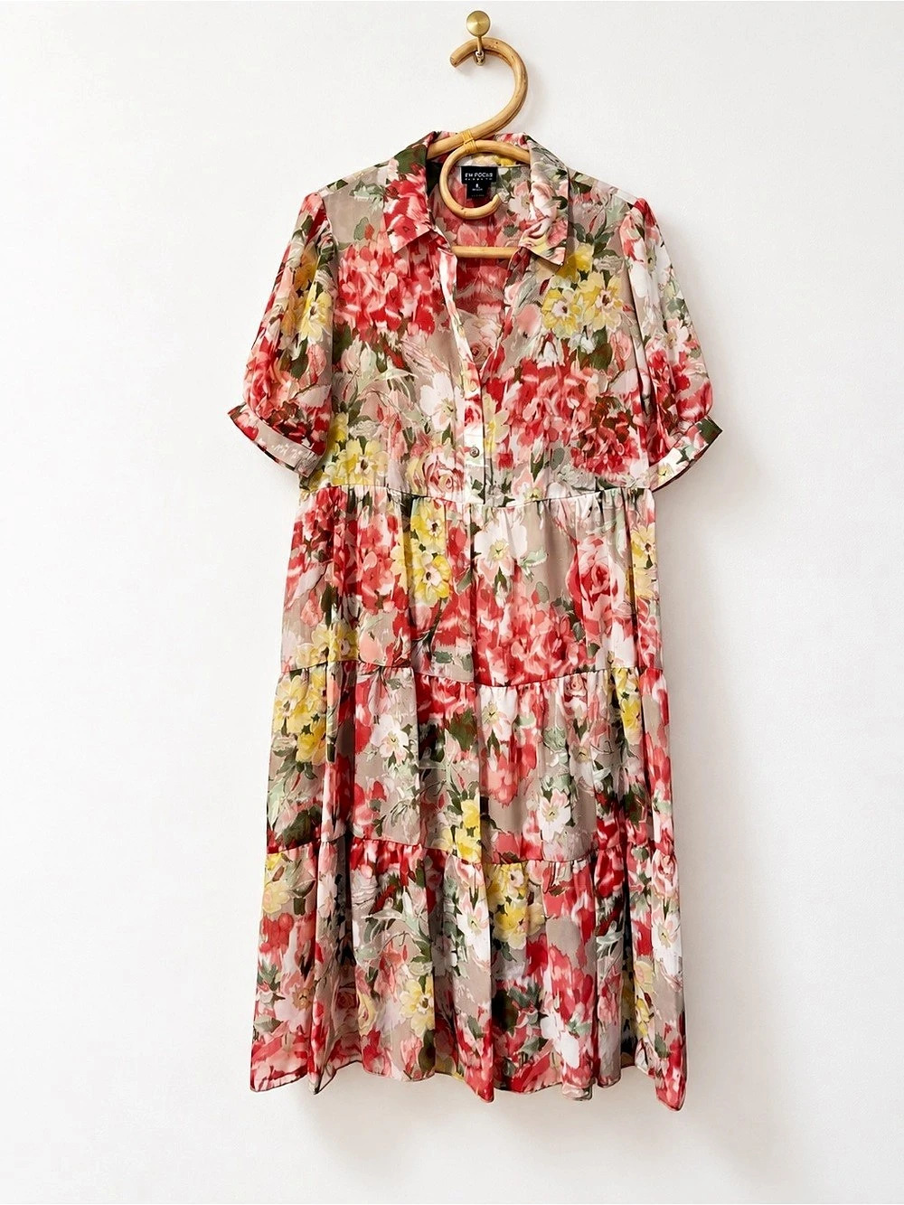 En Focus Studio Floral Midi Dress Size 6 Like New